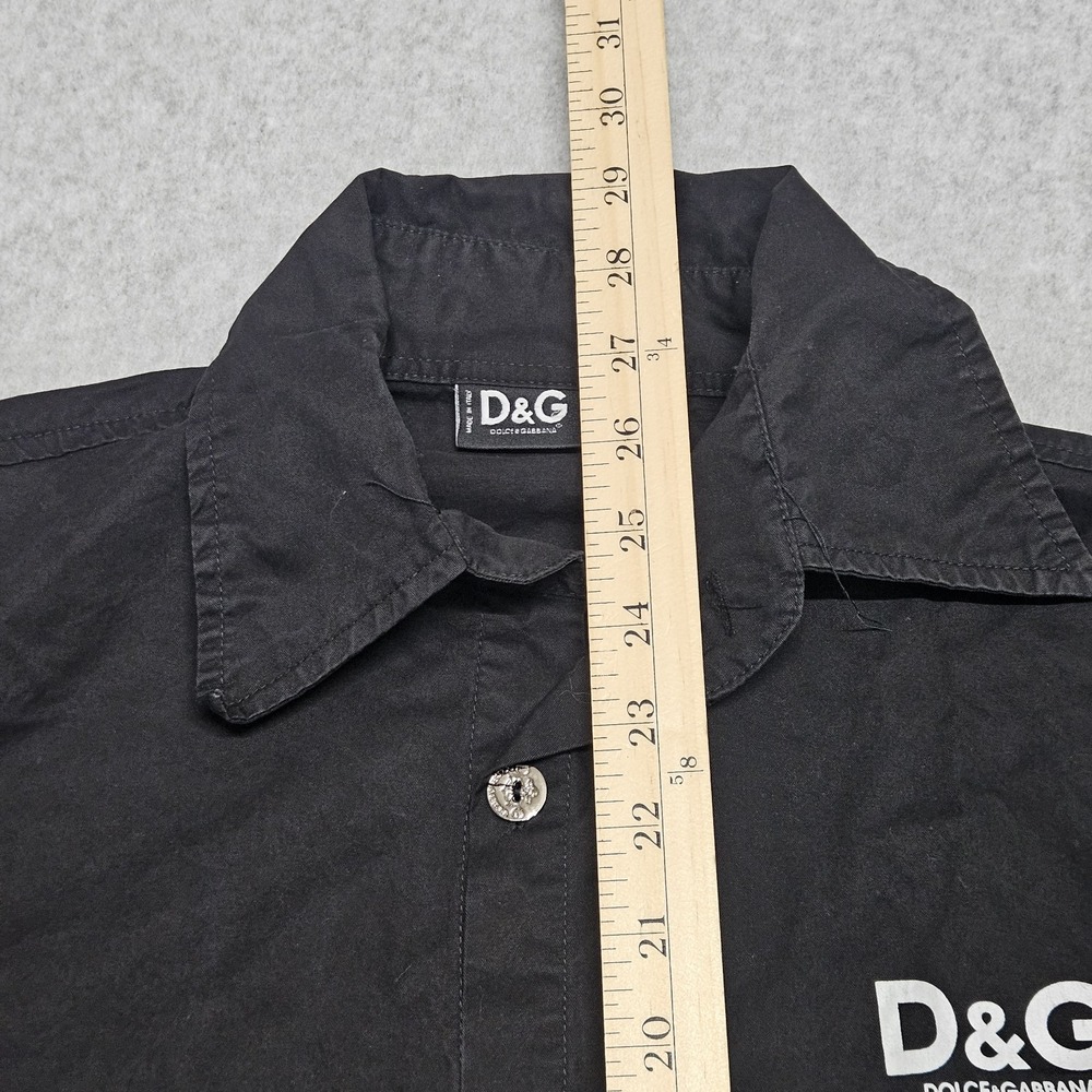 Dolce & Gabbana Button Up Cotton Shirt Front Pocket Logo Black Mens L Italy - Picture 8 of 11